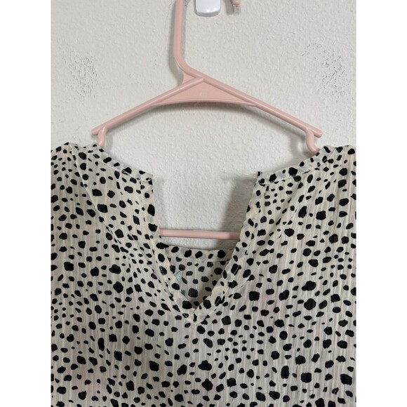 THML Polkadot Floral Embroidered Babydoll Top Blouse Sheer Ruffle Boho Size XS - Picture 3 of 7